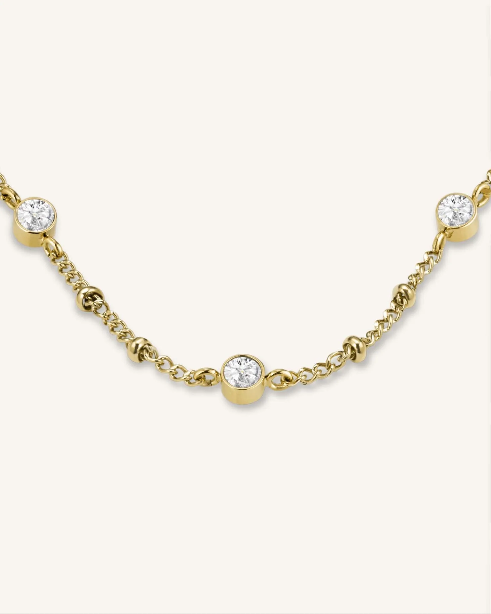 Multi Crystal Necklace Gold - Image 3